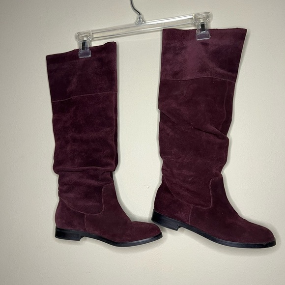 Steve Madden Balen Leather Suede Knee High Slouch Boot Burgundy 6 - Picture 13 of 16
